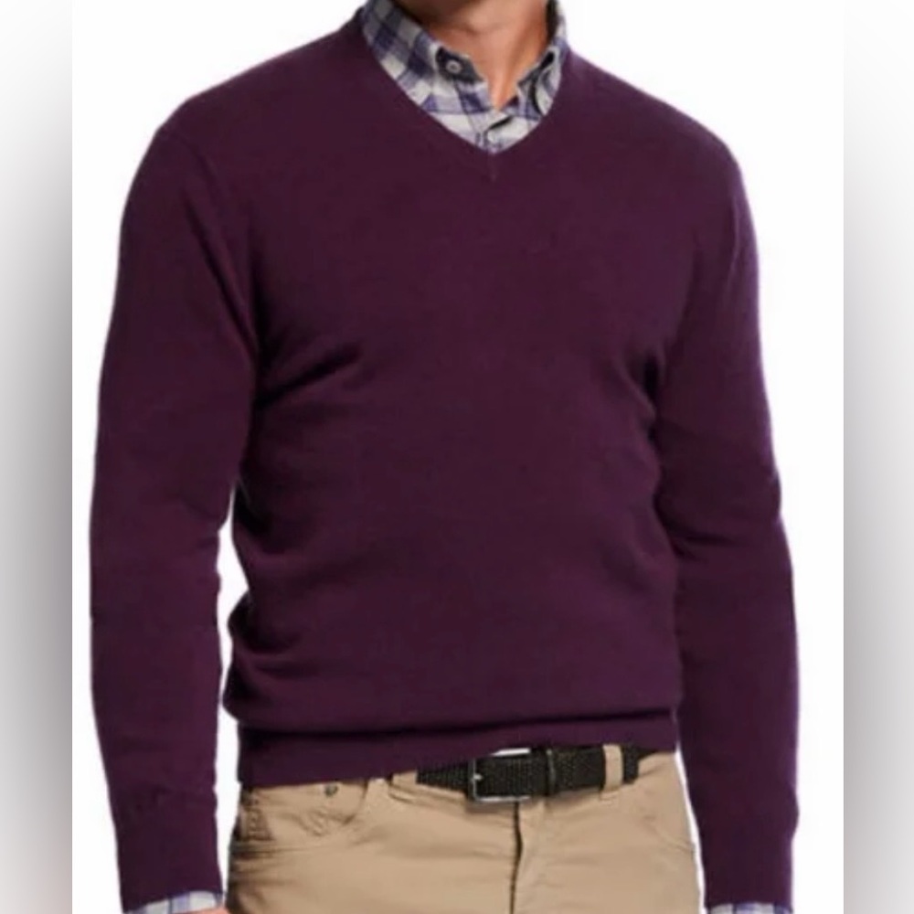 Jos. A. Bank Men’s V-Neck Pima Cotton Sweater - Dark Purple Size Large EUC